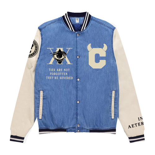 Denim HXH CHROLLO CROSS Varsity Jacket - CUTOFF